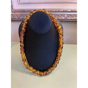 Vintage Women's Brown 1960's Lucite Graduated Faux Amber Beaded‎ Necklace